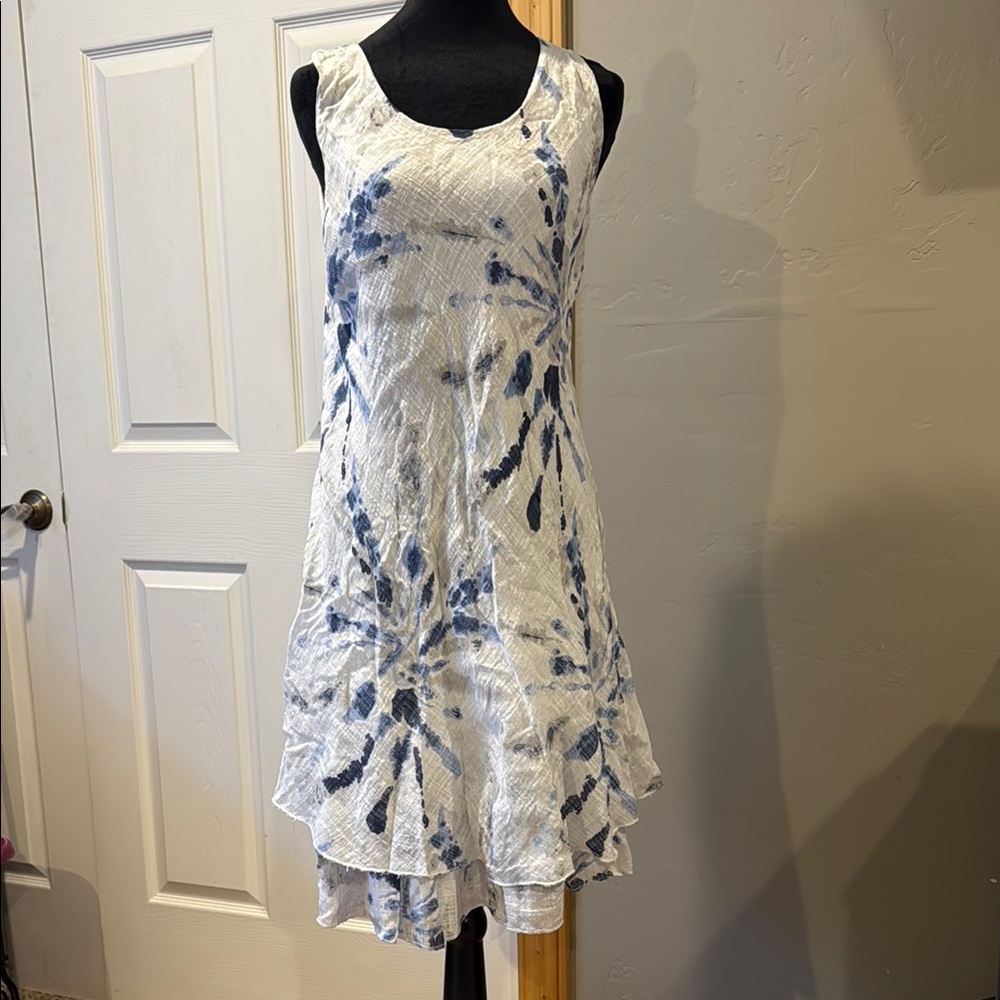 Tempo Paris White and Blue Dress - Made in Italy